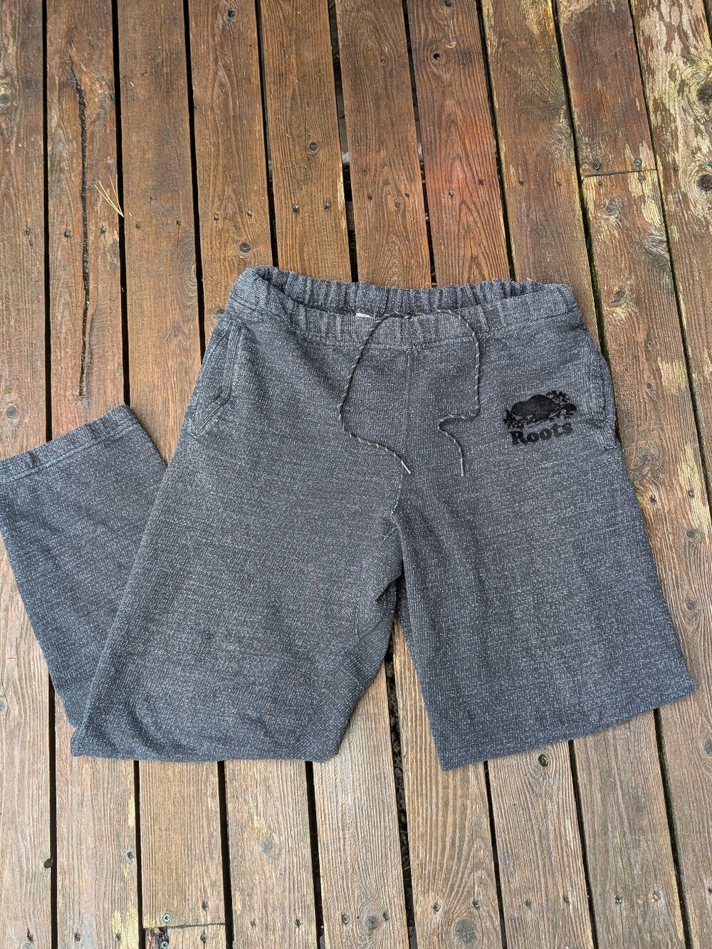 Roots Salt & Pepper Beaver Logo Sweatpants Medium Grey Size M